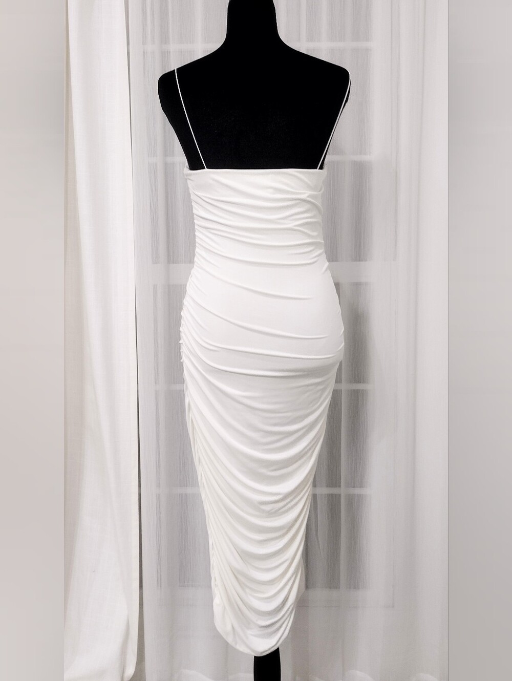 Strapless Ruched White  Dress - Picture 3 of 5